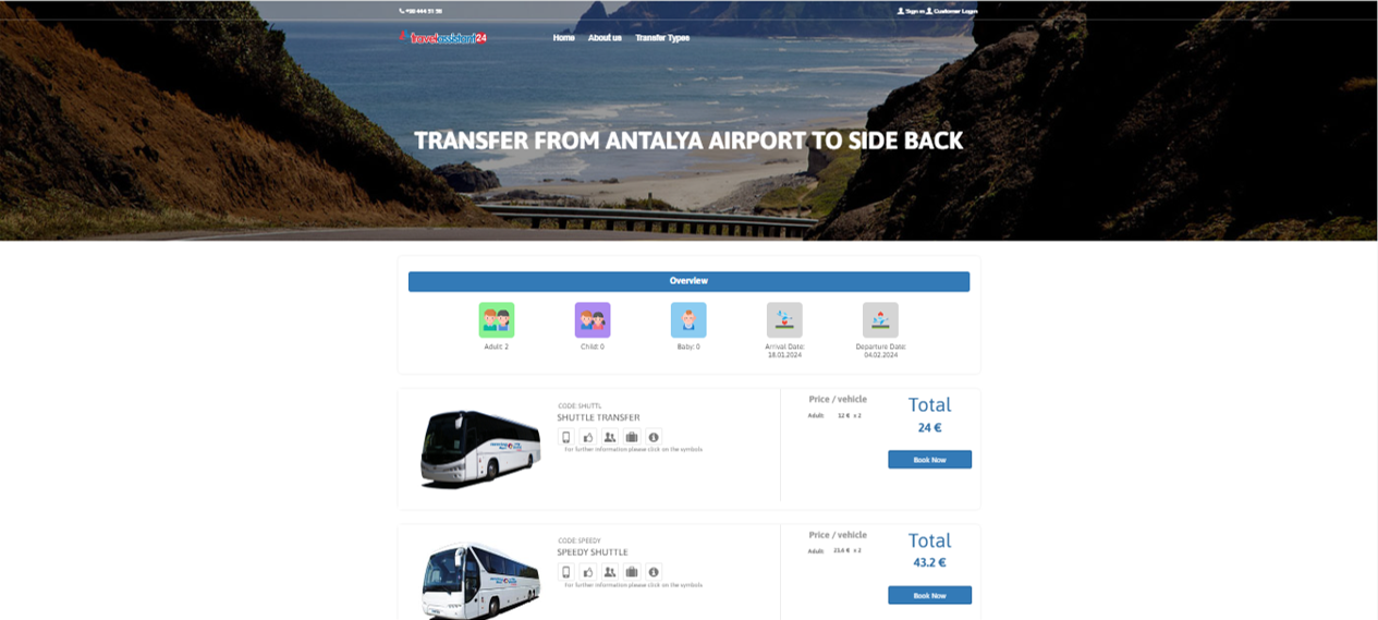 Rezerwacja online transferu lotniskowego Izmir krok 2
